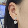 Sterling Silver/All Silver 925 Mirror Ball Double Dangle Earrings Ss12116990 - White Crystal