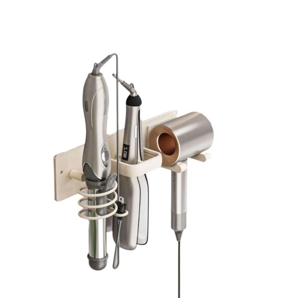Aluminum Hair Dryer Holder 3 in 1 Toilet Blower Holder Practical Curling Iron Shelf  Bathroom