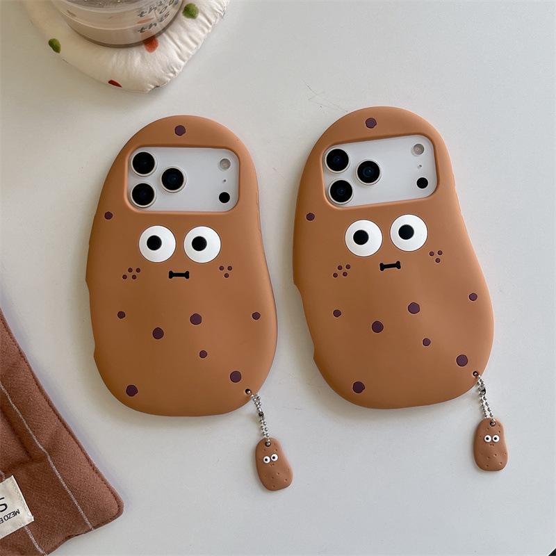 3D Cute Cartoon Funny Potato Soft Silicone Phone Case For iPhone 17 Air 16 15 14 13 12 Pro Max Plus Shockproof Protective Cover