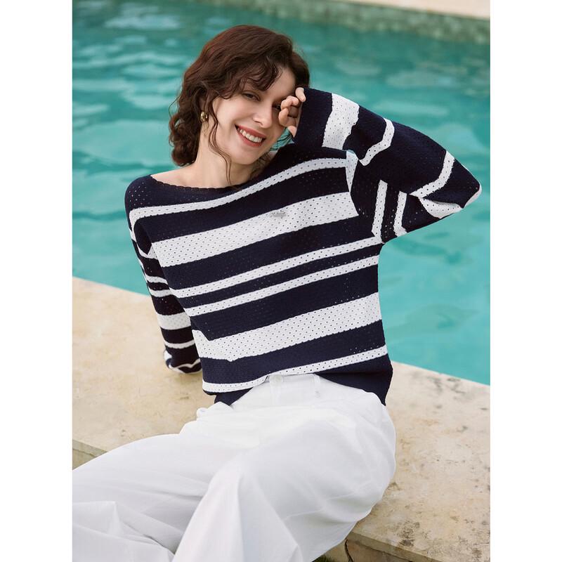 ELLE Women s Retro Striped Knit Top XL