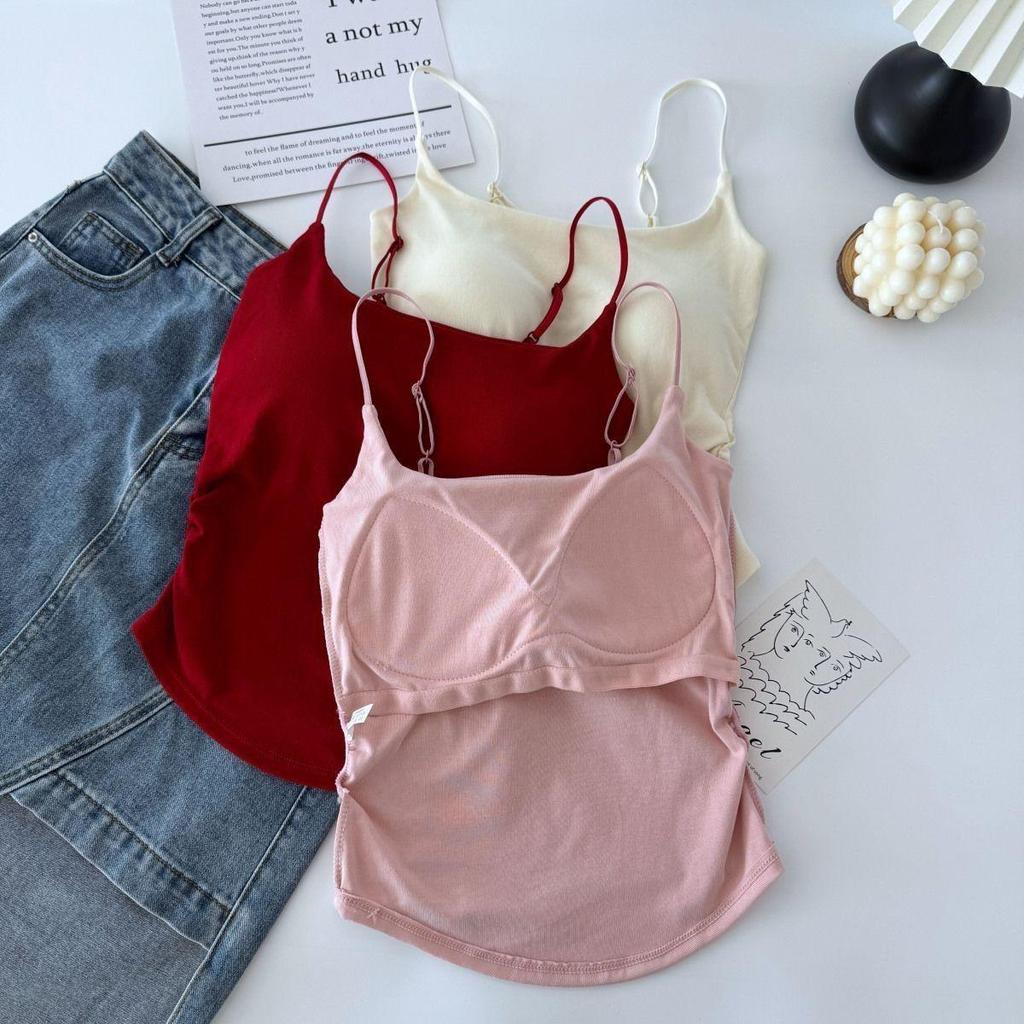 Sweet & Spicy Ruffled Camisole Vest with Chest Pads - Women's Slimming Top with Beautiful Back Design