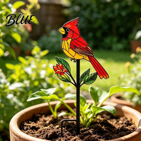 Ground Stake Metal Bird Garden Decor Weather Resistant Printed Flat Yard Art Ornament