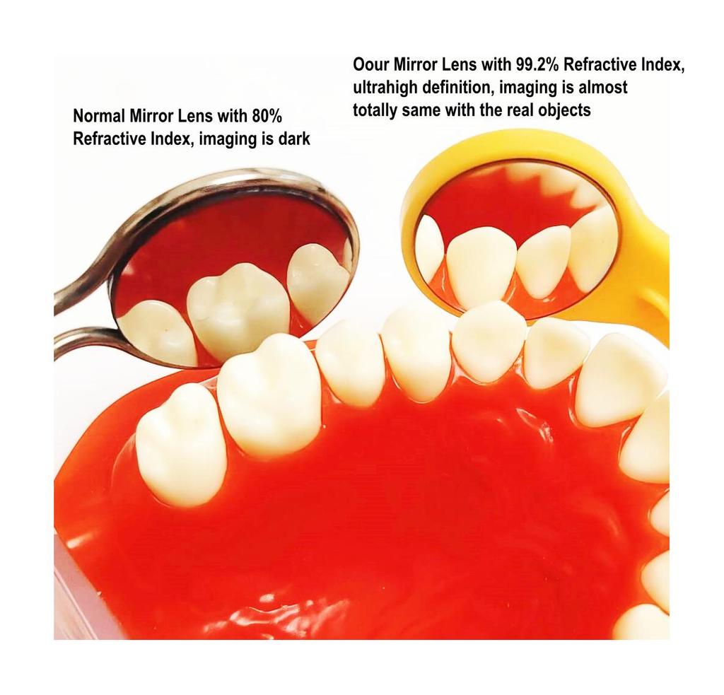 1 Piece Dental Mouth Mirror Oral Examination Mirror Front Surface Ultra Definition with Endo Ruler Refractive Index 99.2% 92% and 85%