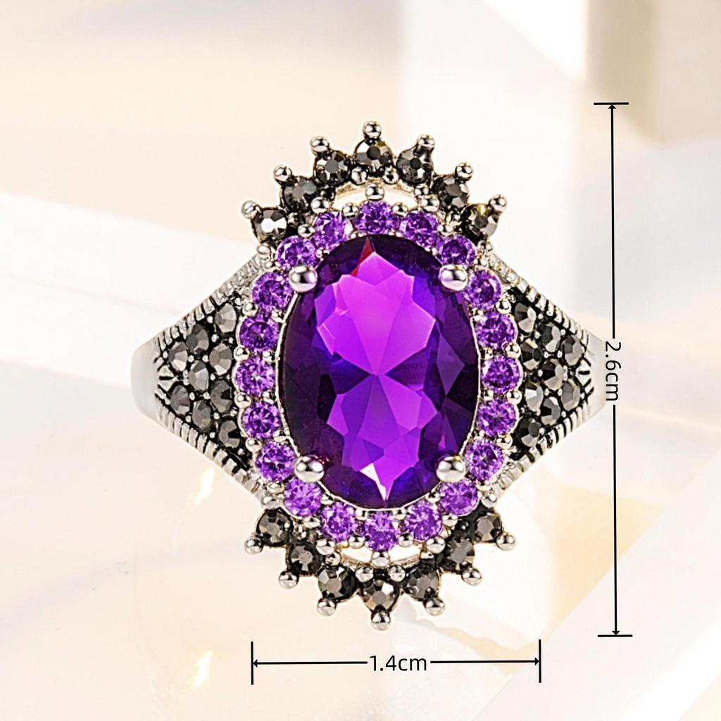 Inel cu pietre prețioase tailandez retro din argint Wish: Design Exagerat cu Rodie Roșie Mină Neagră