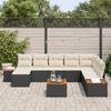 VidaXL Ensemble de canapé de jardin de 9 pièces avec coussins Noir Rattan Acacia 3348148