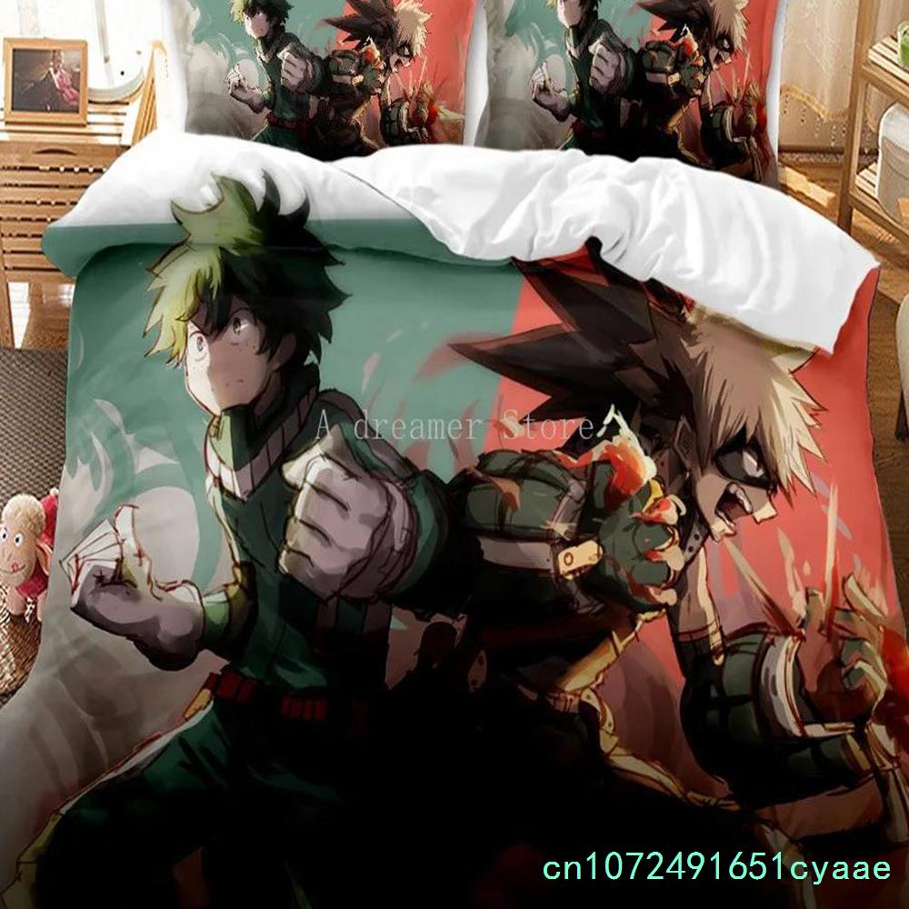 Japan Anime My Hero Academia Printed Bedding Set Cartoon Duvet Covers Pillowcases Comforter Bedding Set Bedclothes Bed Linen