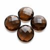 Smoky Quartz Round Checkerboard Cabochon Gemstone | AAA Calibrated Loose Stone for Fine Jewelry