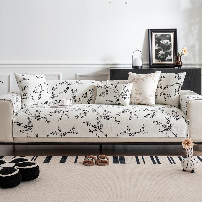 Mild Luxury Retro Sofa Cushion Simple Modern Four Seasons Universal Non-Slip Chenille Backrest Cover Cover Cover Cloth