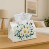 1pc Watercolor Botanical Tissue Box - Daisy Floral Arrangement Design Made of Durable Polyester Fabric Suitable for Home, Office, Vehicle, Or Events -