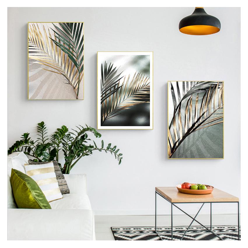Shades, wall painting on canvas, Nordic posters and prints, wall panels for living room decor, foggy plant, dried leaves, sunlight