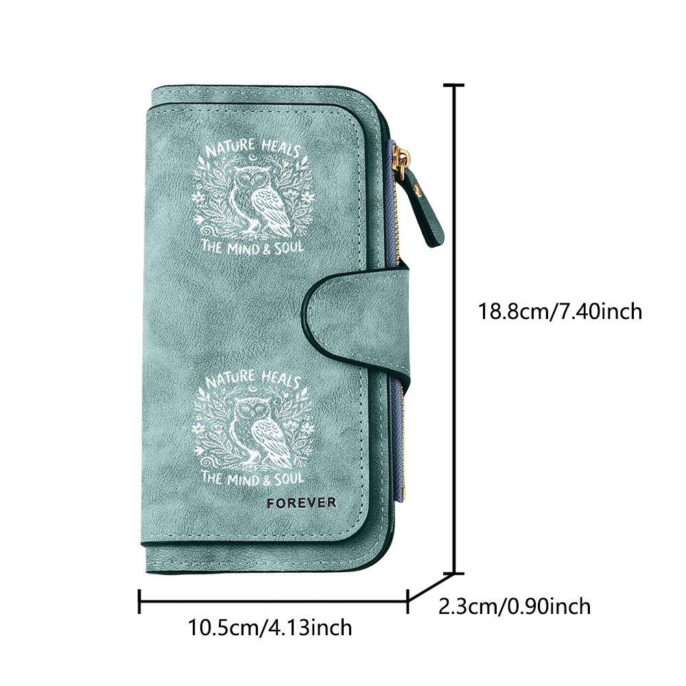 Forest Owl Long Zipper Wallet Large Capacity Card Holder Unisex Clutch Bag Fashionable Zipper Coin Purse Perfect for Daily Commute Travel Shopping