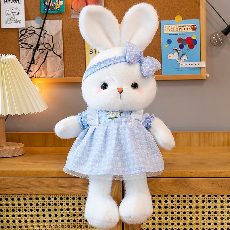 

Floral Dress White Rabbit Plush Toy Doll - Year of the Rabbit Gift Mascot 40cm 0.17kg синий