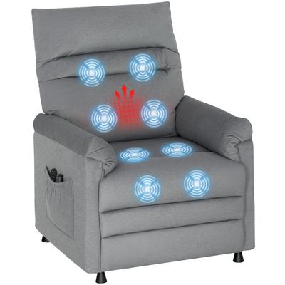 Fauteuil Inclinable, Fauteuil TV avec Fonction d'Inclinaison, Chauffage Lumbar, 2 Télécommandes, Port USB, Moteur Silencieux, Gris