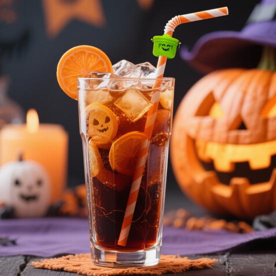 Halloween Pumpkin Bucket Straw Topper Drinking Straw Cap for 30oz