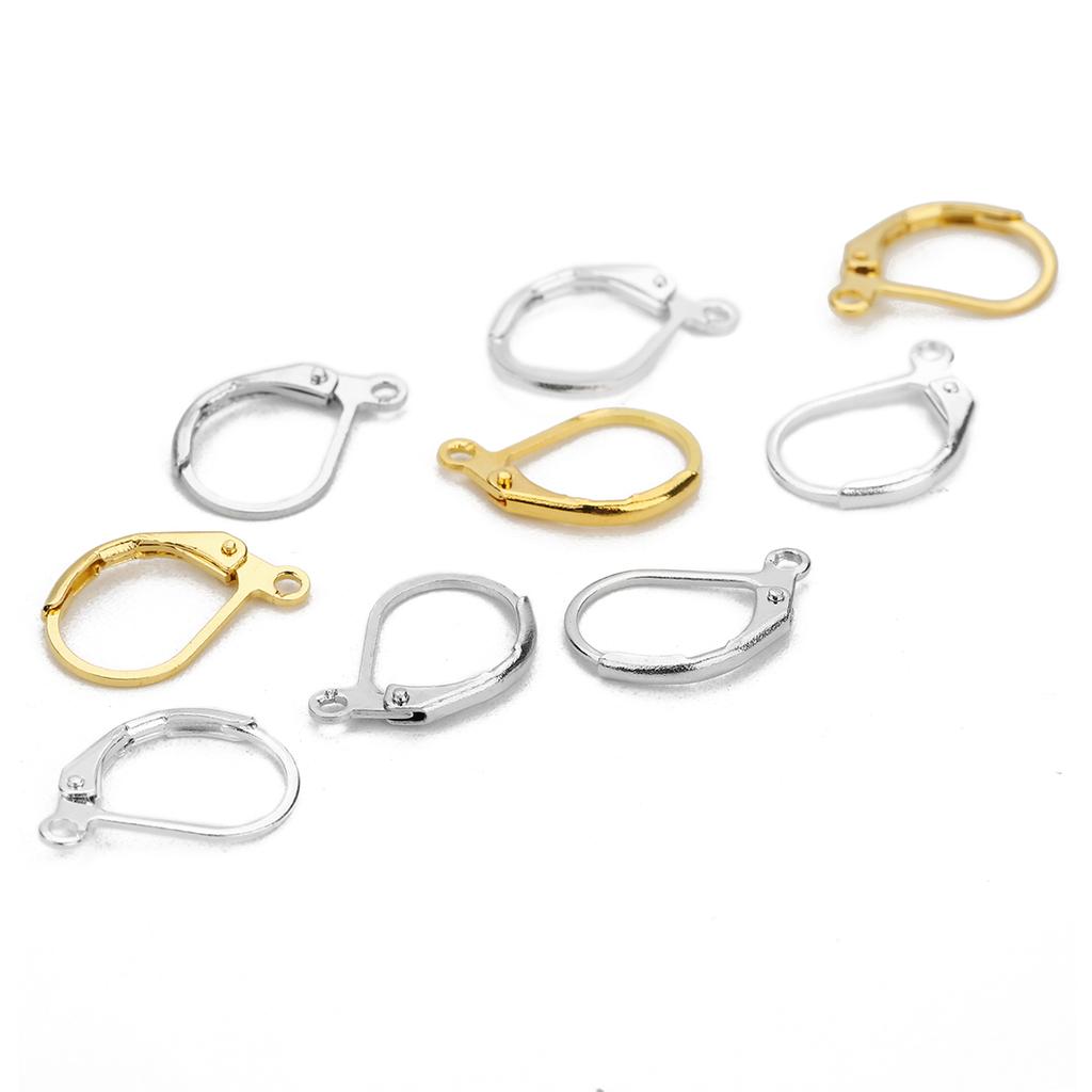 50pcs/lot D Shape Earring Hooks French Lever Back Earwire Alloy Earrings Clasps For Jewelry Making Findings DIY Accessories