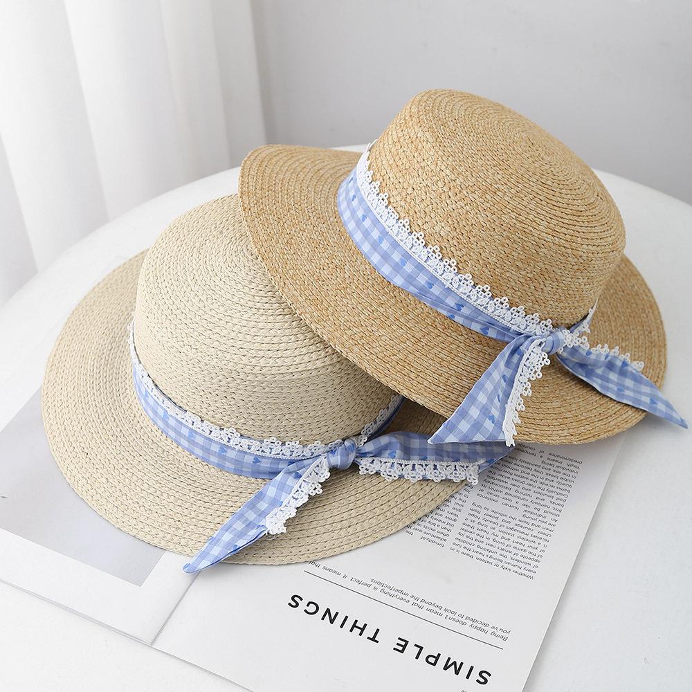 Summer Sun Hat Women Flat Top Sunscreen Bucket Hat Lady Bow Travel Holiday Beach Accessories New Outdoor Casual Sunhat