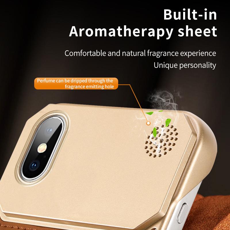 KEYSION Luxury Magnetic PU Leather Aromatherapy Phone Case for iPhone X XS Max Wireless Charging Borderless Back Cover