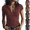 Women's Casual Fashion Zipper Collar Short Sleeve Top