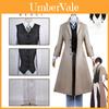 Luccicante Dazai Osamu Poliestere Cosplay Costume Parrucca Cappotto Lungo Bungo Stray Dog Halloween Carnevale