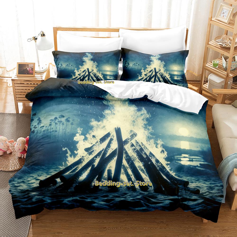 Cool Bonfire Bedding Set Single Twin Full Queen King Size Bed Set Adult Kid Bedroom Duvetcover Sets 3D Print Anime Bed Sheet Set
