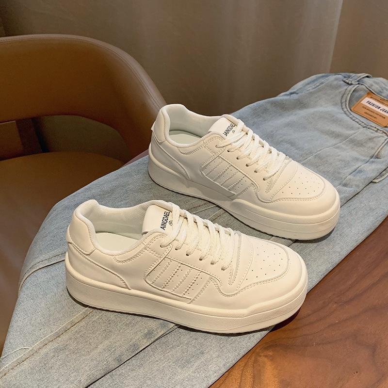 

Интернет-знаменитости толстоподошвенные увеличивающие рост маленькие белые туфли женские 2025 весна новая корейская версия цветные универсальные студенческие повседневные спо 40 белый