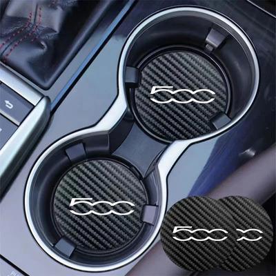 2ks Car Water Coaster Protiskluzová prachotěsná podložka Pro Fiat 500 500C 2012 500X 500L Abarth 695 Auto interiérové doplňky