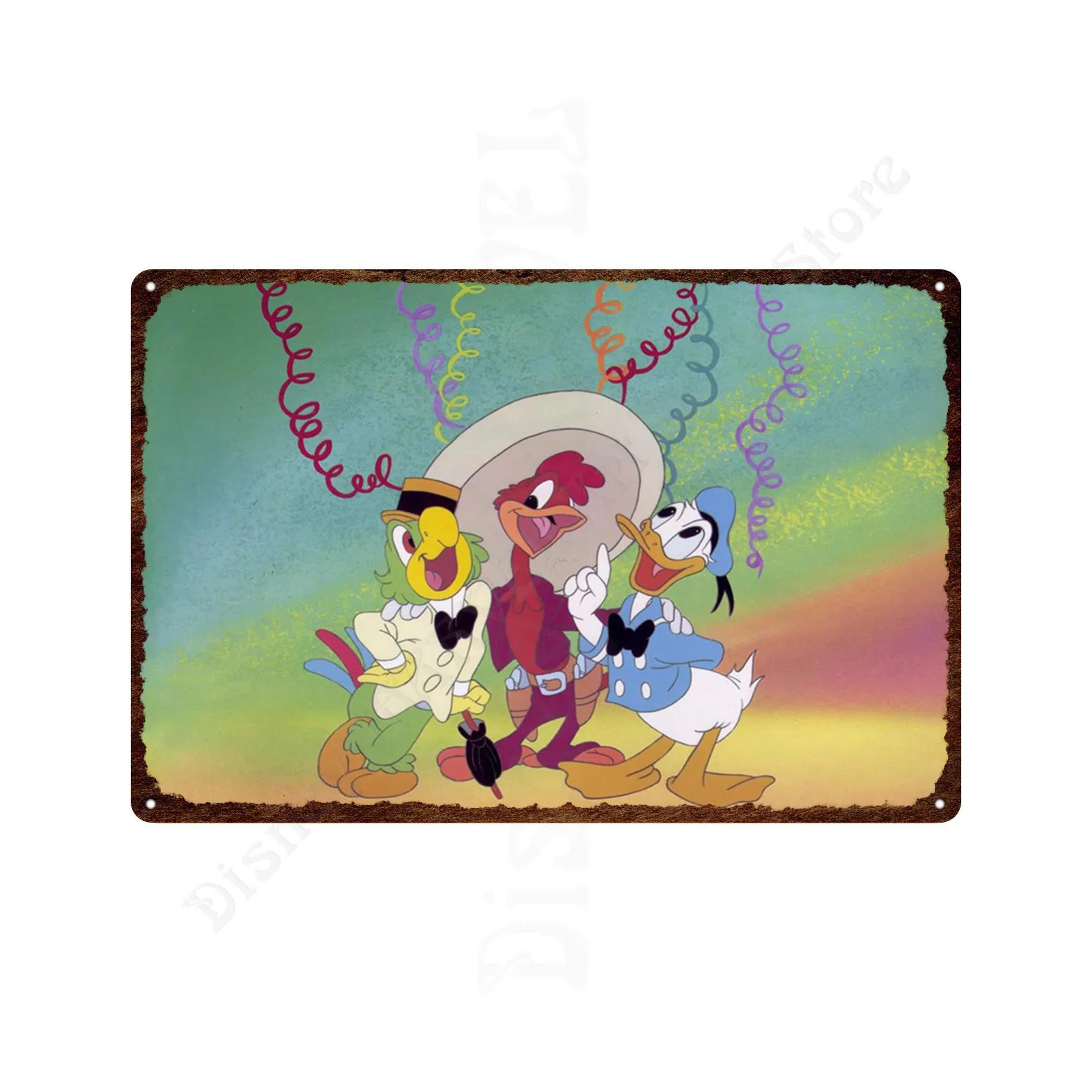 

The Three Caballeros Metal Signs Cartoon Movie Funny Ducks Metal Poster Tin Sign Tin Paintings Wall Stickers Retro Decor 20x30cm（7.8x11.8inch）