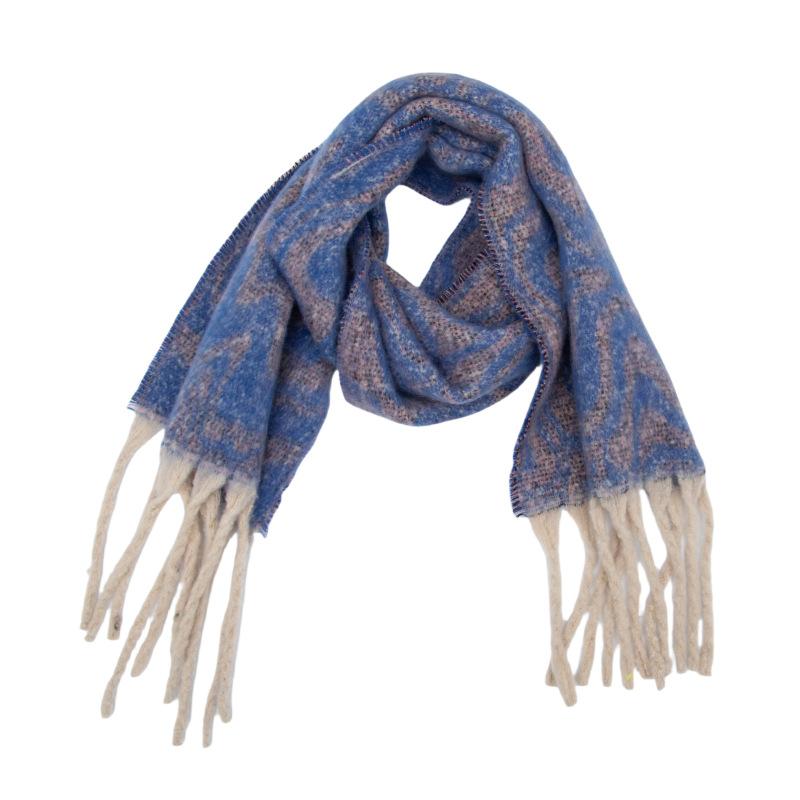 Women Winter Retro Knitted Long Scarf Headscarf Ladies Casual Striped Tassel Warm Scarve Mujer Foulard Thick Wrap Shawl  New