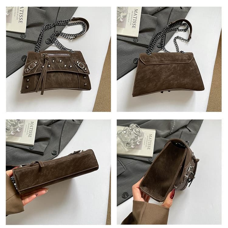 Rivet locomotive bag women's metal chain shoulder messenger bag