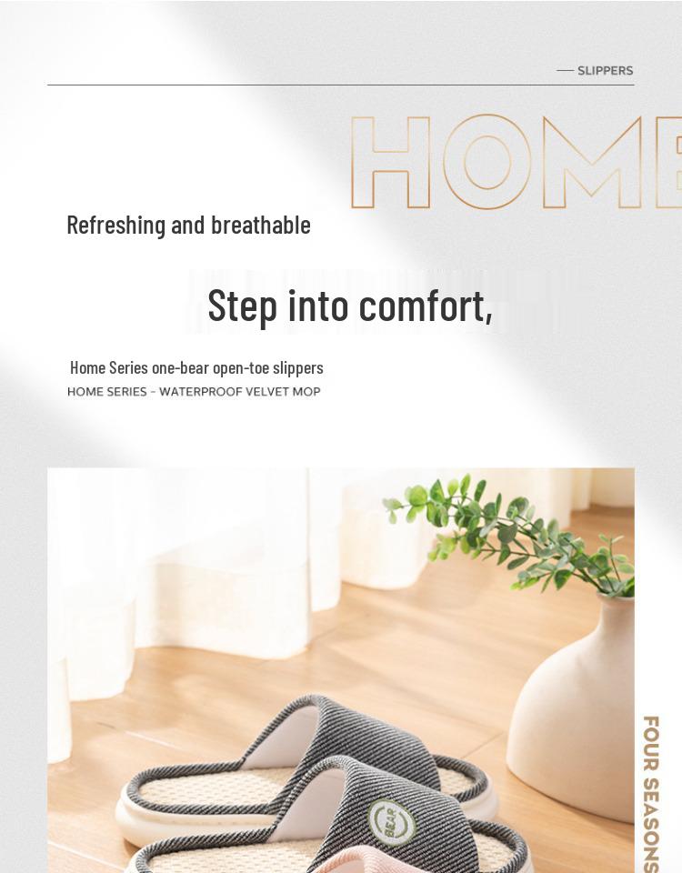 Unisex Breathable Linen Slippers – Indoor & Outdoor, Non-Slip, Silent, for All Seasons, Thick-Soled, 2025 Design.