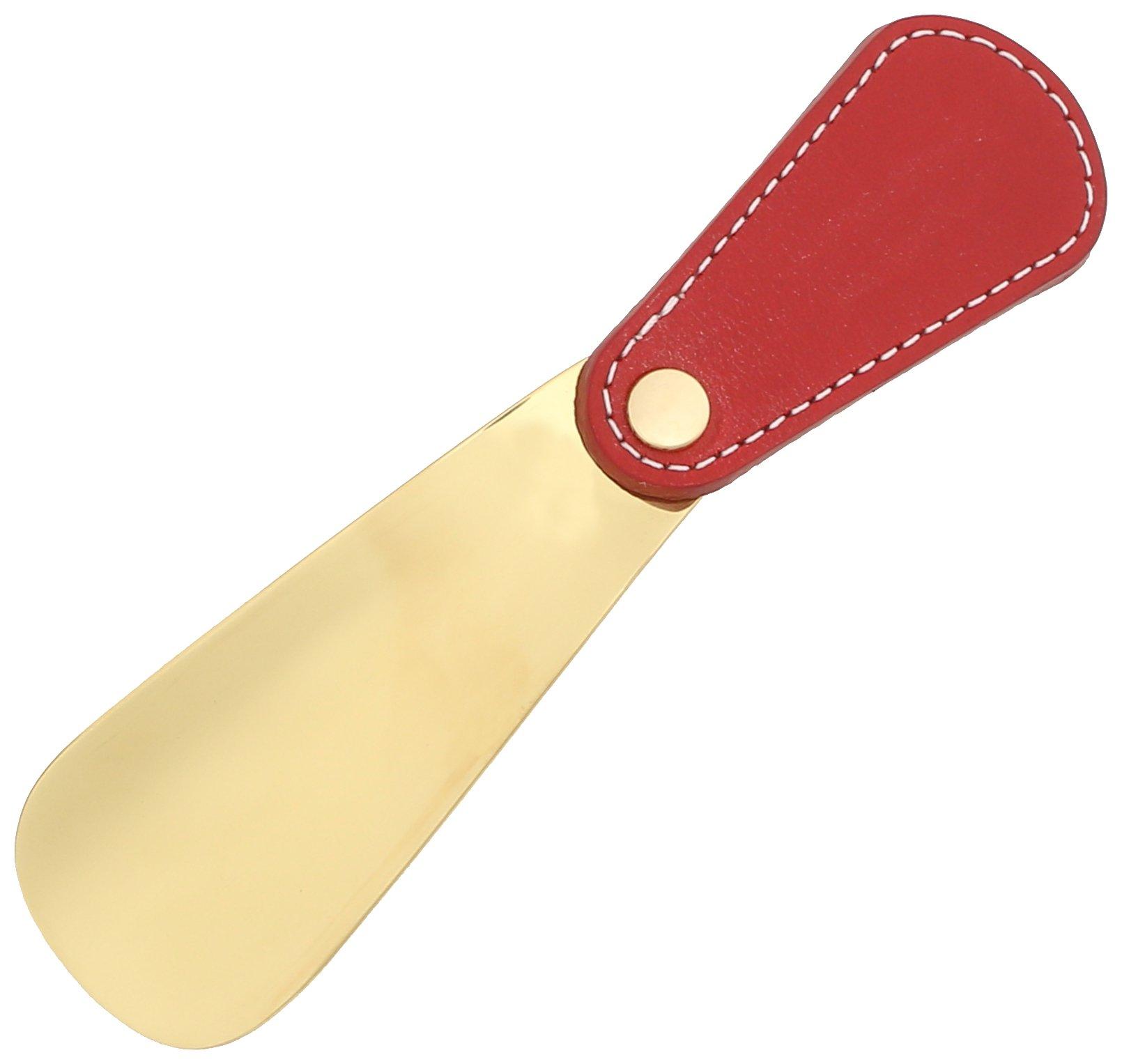 

M. Mowbray Цельнолатунная обувная ложка с ручкой из уздечной кожи, 13 x 13 (Латунь), Мужской, Красный, Свободный размер, Специальный заказ от Yoshida Saburo Shoten