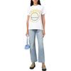 Ganni University Of Love Logo Print Cotton Crew Neck Short Sleeve T-Shirt Women tops White T3264-151