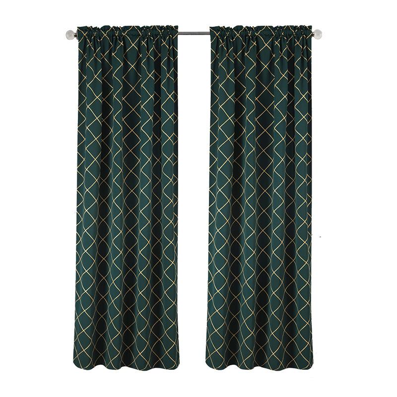Nordic Finished Curtains Solid Color Geometric Embroidery Piercing Rod Curtains Solid Color Blackout Curtains