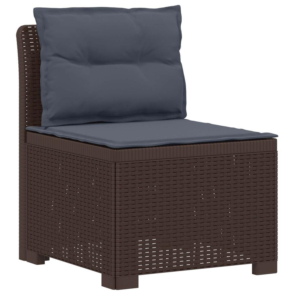 1 Seater Garden Sofa with Cushions Rattan Look PP Brown