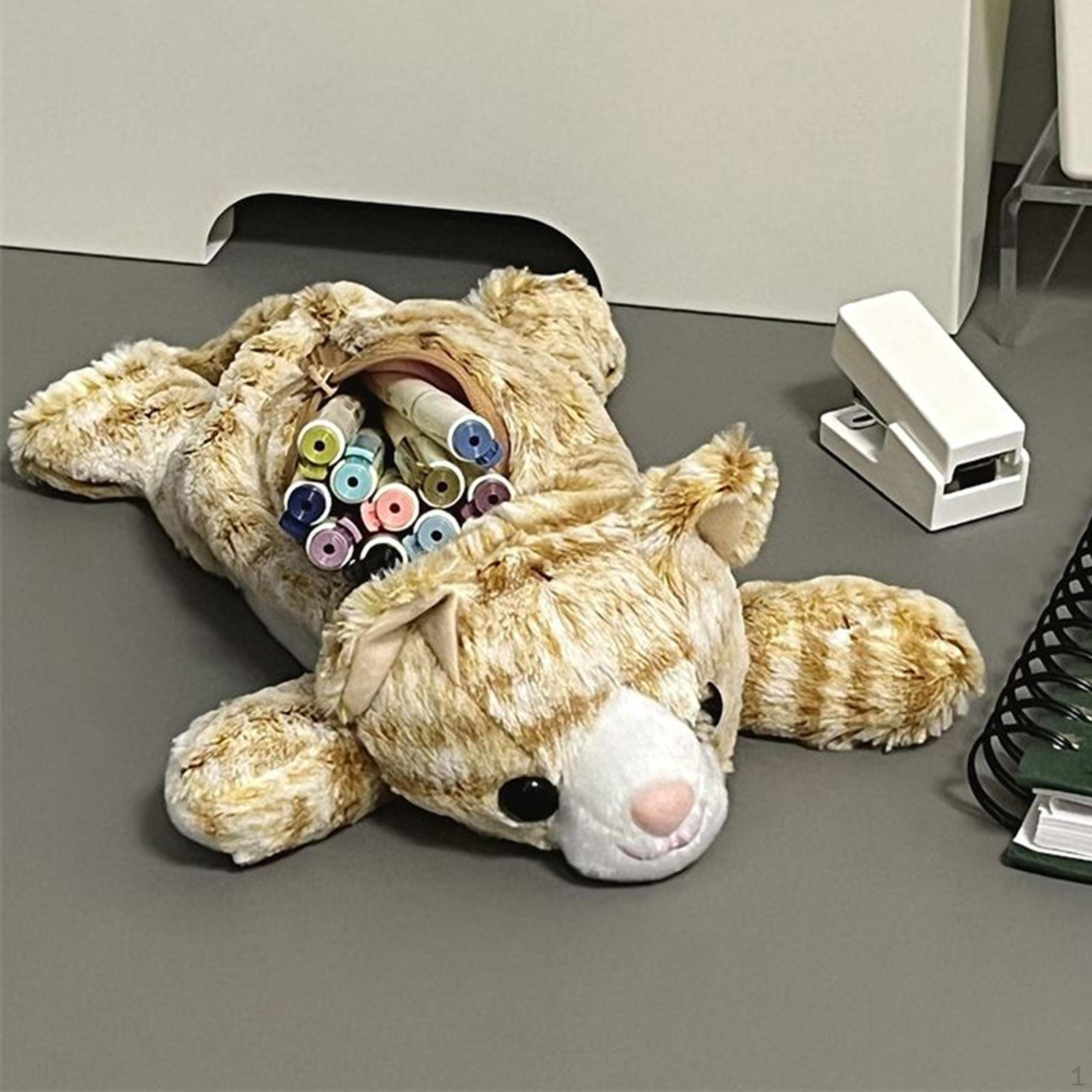 

Плюшевый пенал в форме кошки, мягкая сумка для животных, канцелярские принадлежности, косметичка для