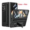 Leather for Samsung Galaxy Fold 6 5 4 3 Case Slim Hard Stand Protective Film Cover Stand Mental Holder Shockproof Luxury