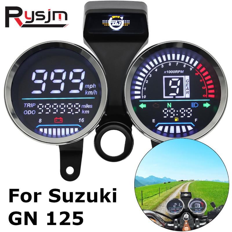 For Suzuki Digital Speedometer Motorcycle Speed Tachometer For Suzuki GN 125 Gear Indicator Dashboard LED RPM Meter Speed Gauge