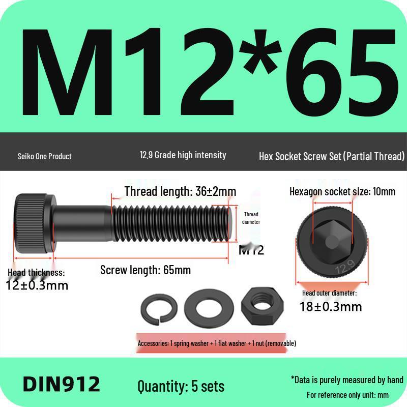 12.9 High Strength Socket Head Cap Screw and Nut Set M8-M16.