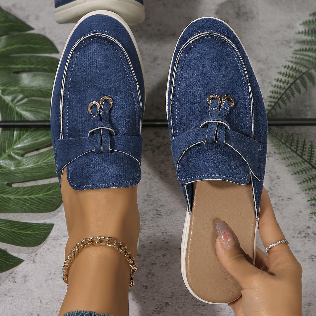 Fashion 2024High Quality Summer Walk Shoes Comfortable Loafers Slippers for Women 2024 Classic Leather and Fabric Feel Sandals 36-42