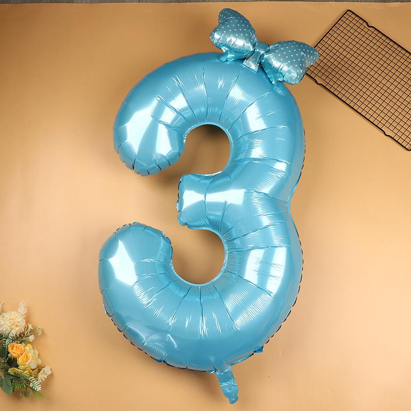 40 Inch Pink Number Balloons 0 9 Princess Birthday Party Decorations Bownot Foil Balloon for Girls