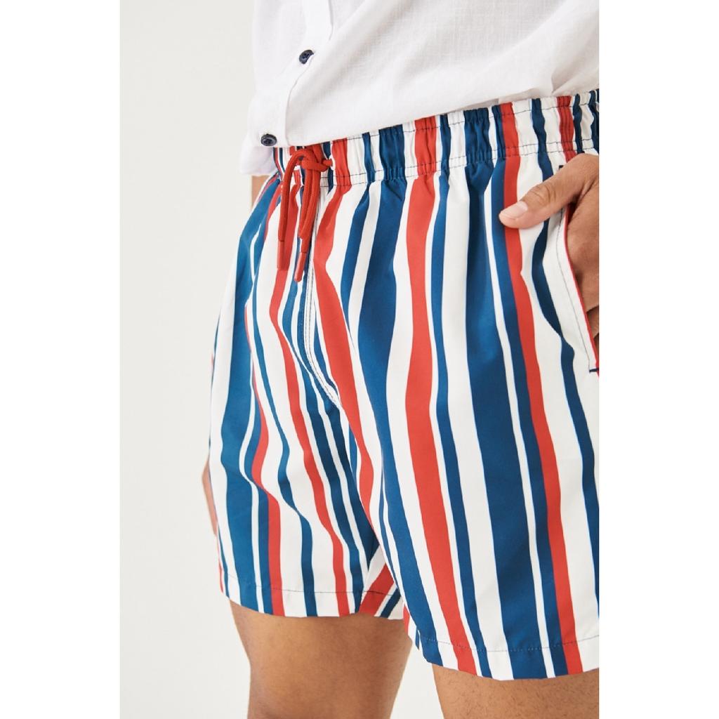 Pantaloni scurți de baie pentru bărbați, alb, portocaliu, standard, ocazional, cu model