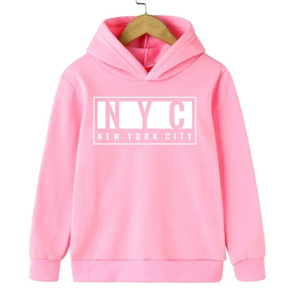 New York Jungen und Mädchen Hoodies Herbst/Winter Hoodies Langarm Klassische Lässige Minimalistische Jacken Kinder Buchstaben Hoodies