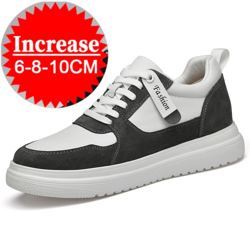 Big Size Lift Men Sneakers Elevator Shoes Heightening Height Increase Insole 7-8CM High Heels Shoes Leather Sport Shoes