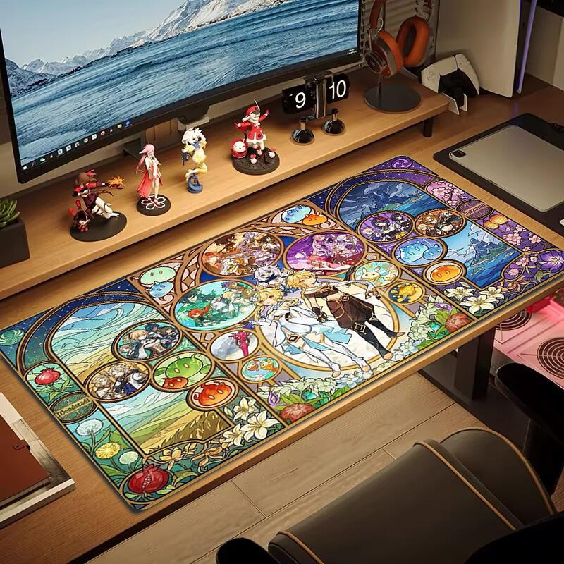 Genshin Impact Color Mouse Pad Large Gaming Table Cushion Non-slip Laptop Tablet Big Mousepad XXL Mat Mini PC Playmat With Lock edge