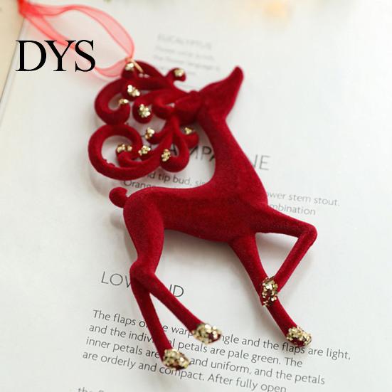 Bell Holiday Ornaments Christmas Red Flocking Wreath Snowfall Elk Noel Home Party Decor Pendant Snowy Winter for Tree Hanging Decorations