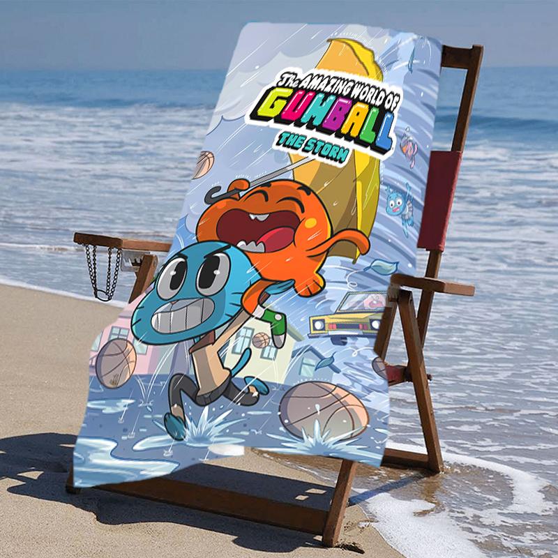 Proof Beach Towel with a The Amazing World of Gumball Pattern - Soft,absorbent,quick-drying,machine Washable - Perfect for Swimming,camping,bathing