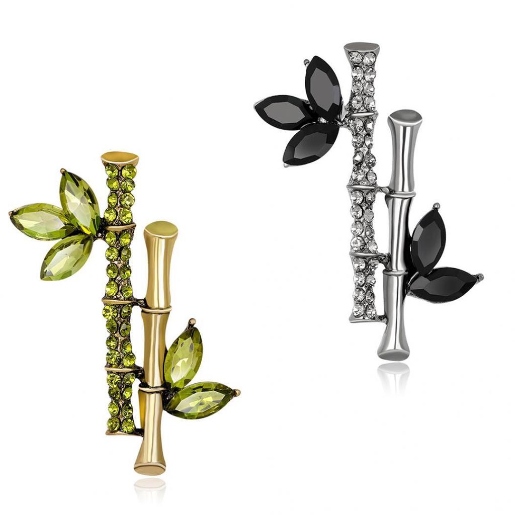 Fashion Bamboo Shape Rhinestone Brooch Pin Lady Dress Scarf Charms Accessory AVE