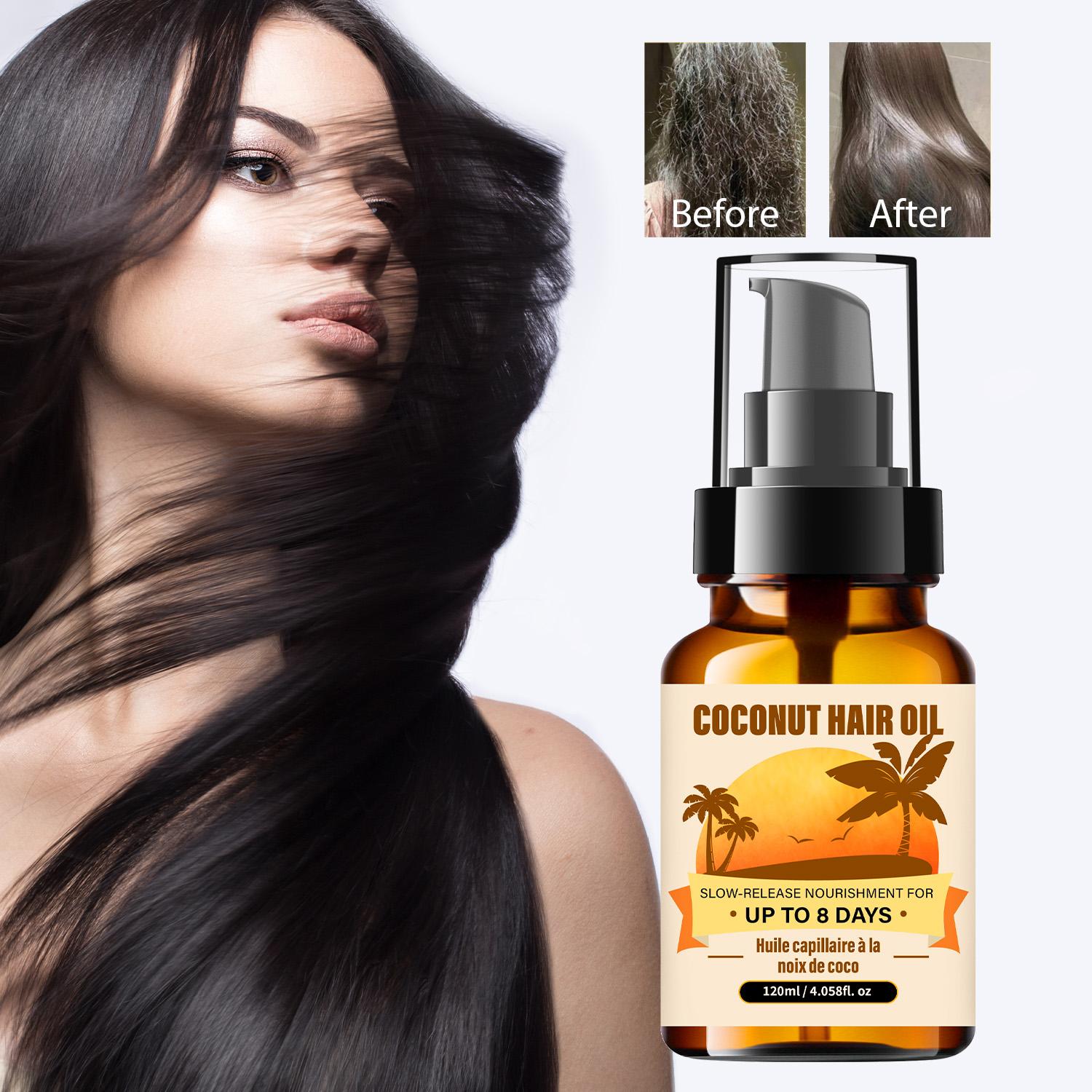 

Кокосова олія для волосся - М яко зволожує волосся, розгладжує пухнастість, покращує сухість - Живлення з повільним вивільненням до 8 днів, 120 мл