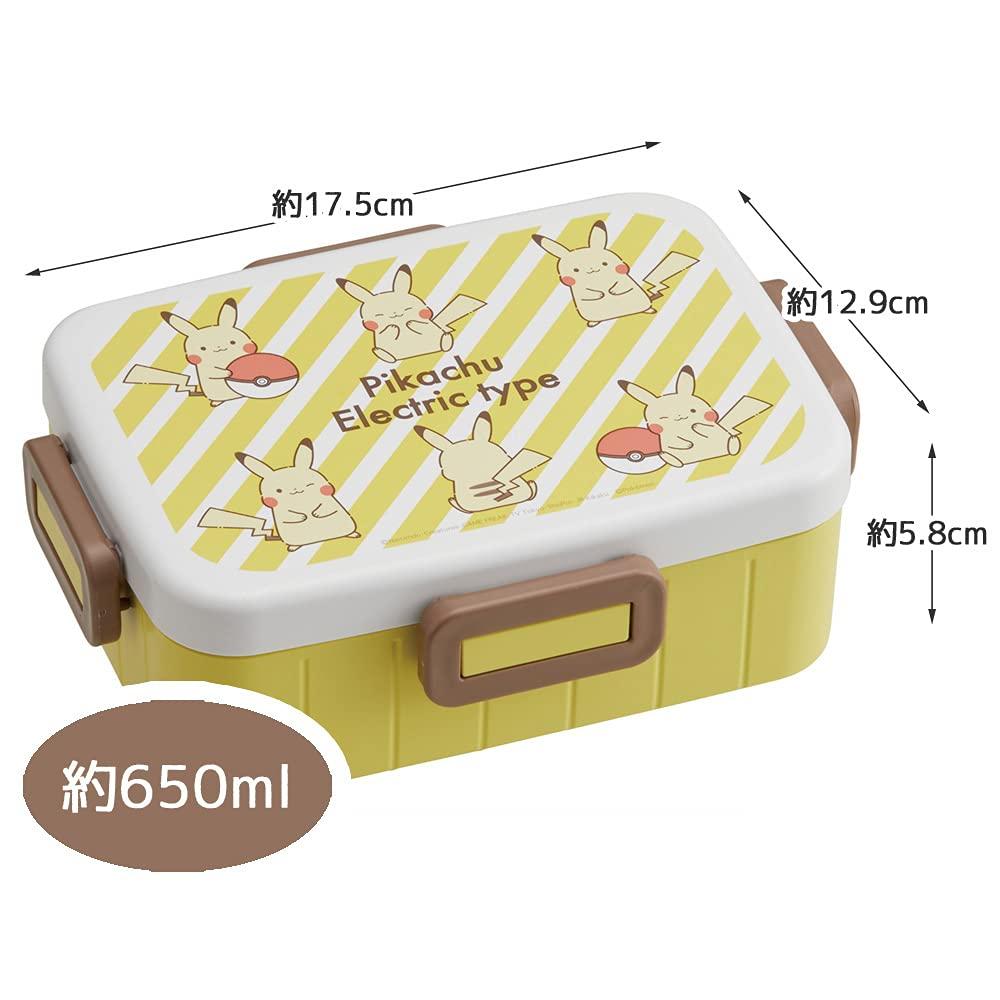 Skater Silver Ion Antibacterial Lock Lunch Pikachu Made In Ag+ 4-Point Box, 650ml, Electric, Japan, YZFL7AG-A