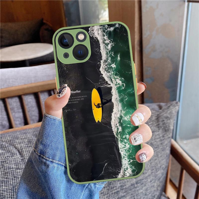 INS Lone Surfer Mobile Phone Case For iPhone 16 15 11 12 14 13 Pro Max Mini X Xs XSMax XR 7 8 Plus SE4 16e Silica Covers Fundas